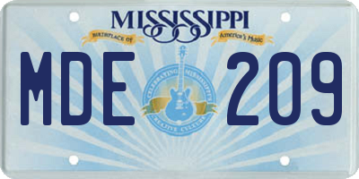 MS license plate MDE209