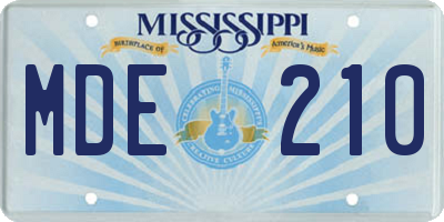 MS license plate MDE210