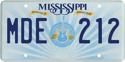 MS license plate MDE212