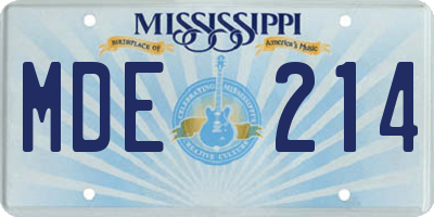 MS license plate MDE214