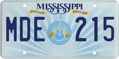 MS license plate MDE215
