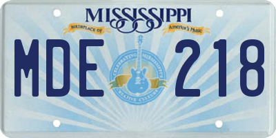 MS license plate MDE218