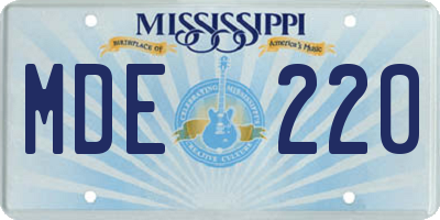 MS license plate MDE220