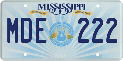 MS license plate MDE222