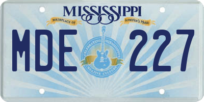 MS license plate MDE227
