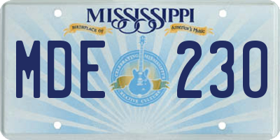 MS license plate MDE230
