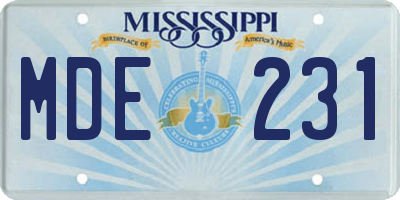 MS license plate MDE231