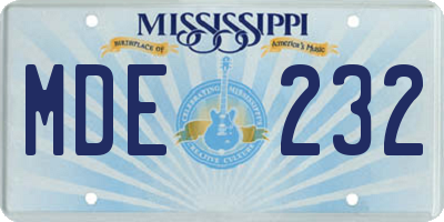 MS license plate MDE232