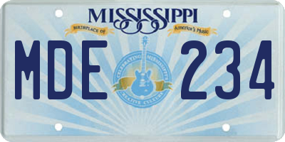 MS license plate MDE234