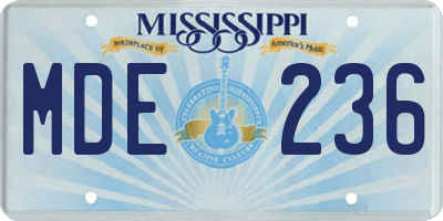 MS license plate MDE236