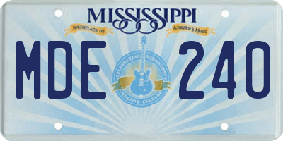 MS license plate MDE240