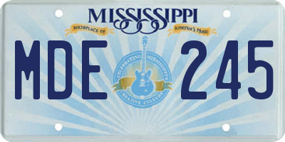 MS license plate MDE245