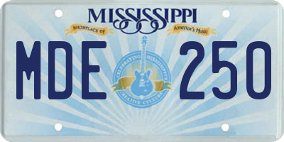 MS license plate MDE250