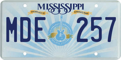 MS license plate MDE257