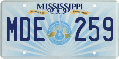 MS license plate MDE259
