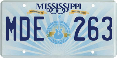 MS license plate MDE263