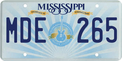 MS license plate MDE265