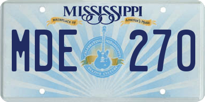 MS license plate MDE270