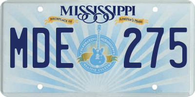 MS license plate MDE275