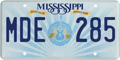 MS license plate MDE285