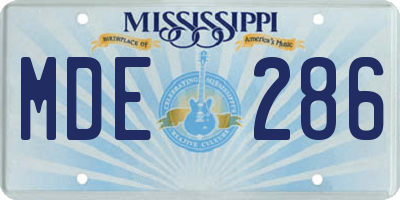 MS license plate MDE286