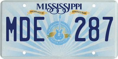 MS license plate MDE287