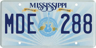MS license plate MDE288