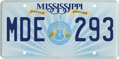 MS license plate MDE293