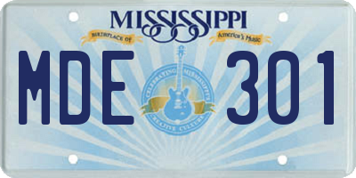 MS license plate MDE301