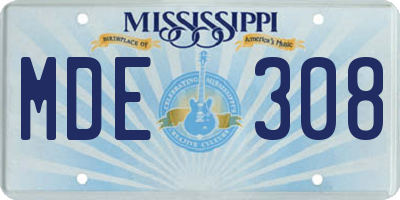 MS license plate MDE308
