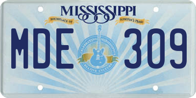 MS license plate MDE309