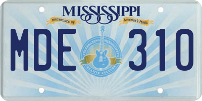 MS license plate MDE310