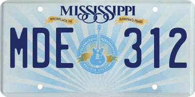 MS license plate MDE312