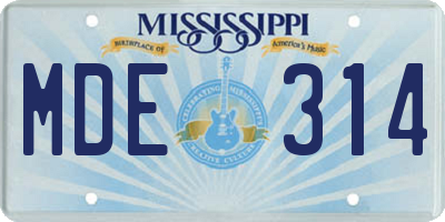 MS license plate MDE314