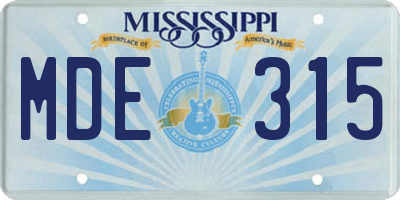 MS license plate MDE315