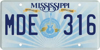 MS license plate MDE316