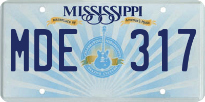 MS license plate MDE317
