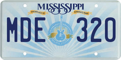 MS license plate MDE320