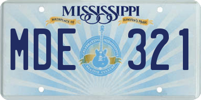 MS license plate MDE321