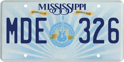 MS license plate MDE326