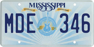 MS license plate MDE346