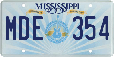MS license plate MDE354