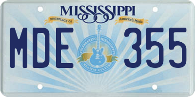 MS license plate MDE355