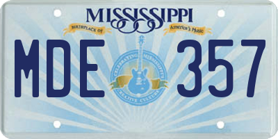 MS license plate MDE357