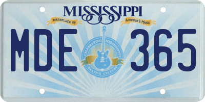 MS license plate MDE365