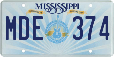 MS license plate MDE374