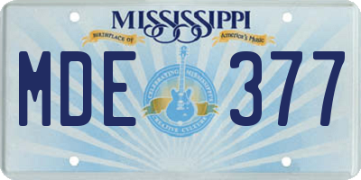 MS license plate MDE377