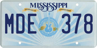 MS license plate MDE378