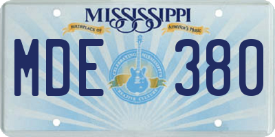 MS license plate MDE380