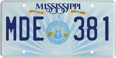 MS license plate MDE381